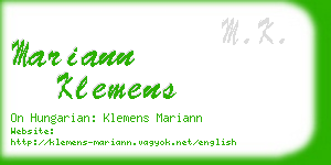 mariann klemens business card